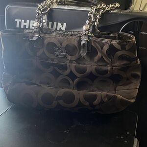 Coach Dark Brown Signature Shoulder Bag